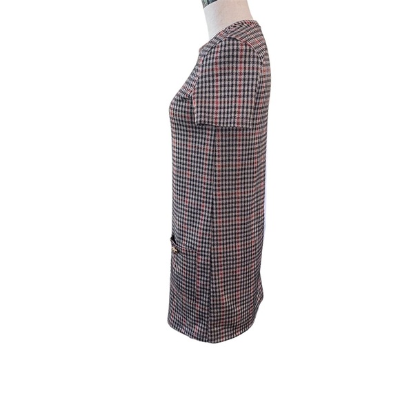 ZARA Womens Sheath Dress Houndstooth Front Pockets Size S Great for fall! 🍂🍁 - Picture 4 of 6